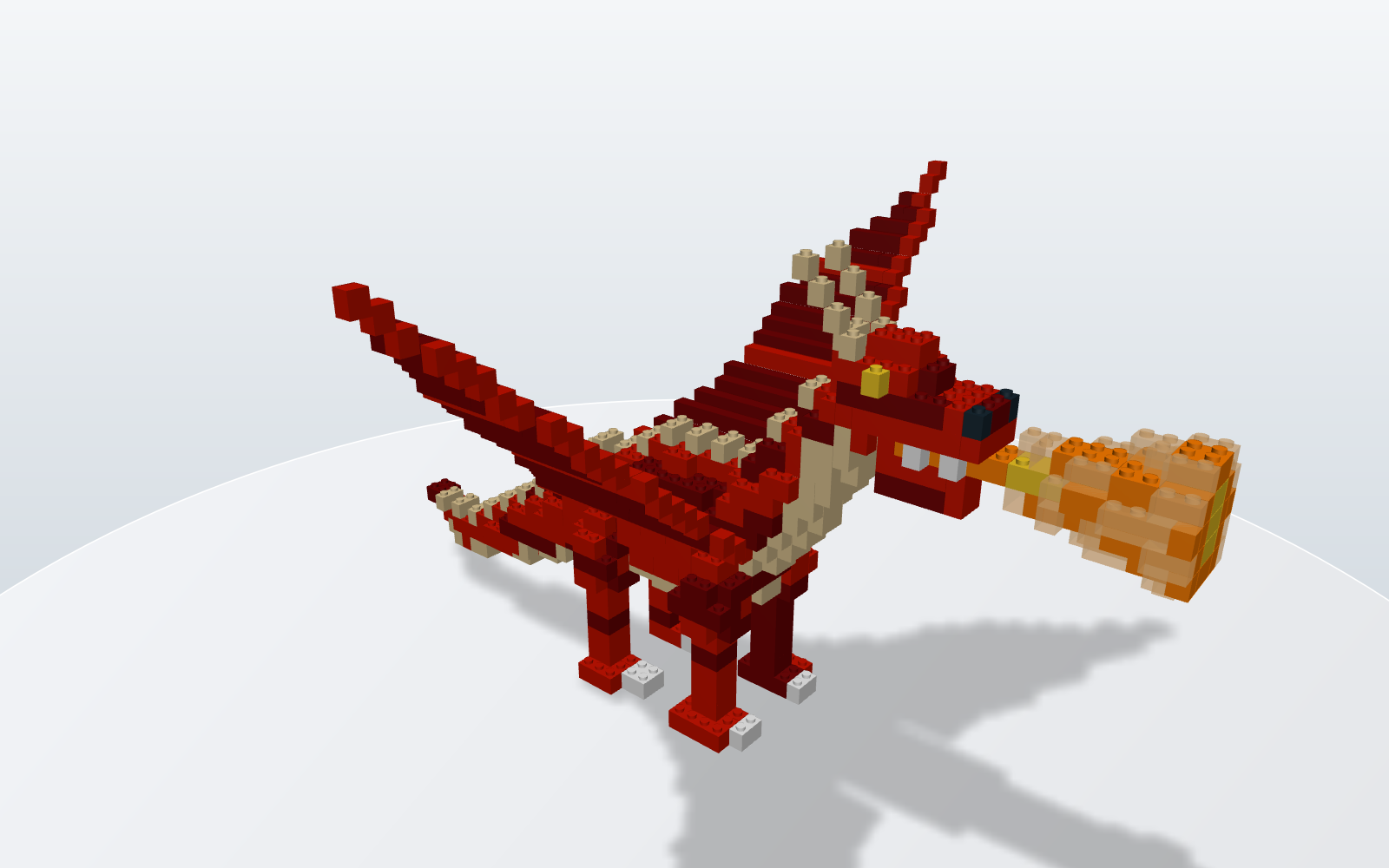 Lego dragon breathing brick fire