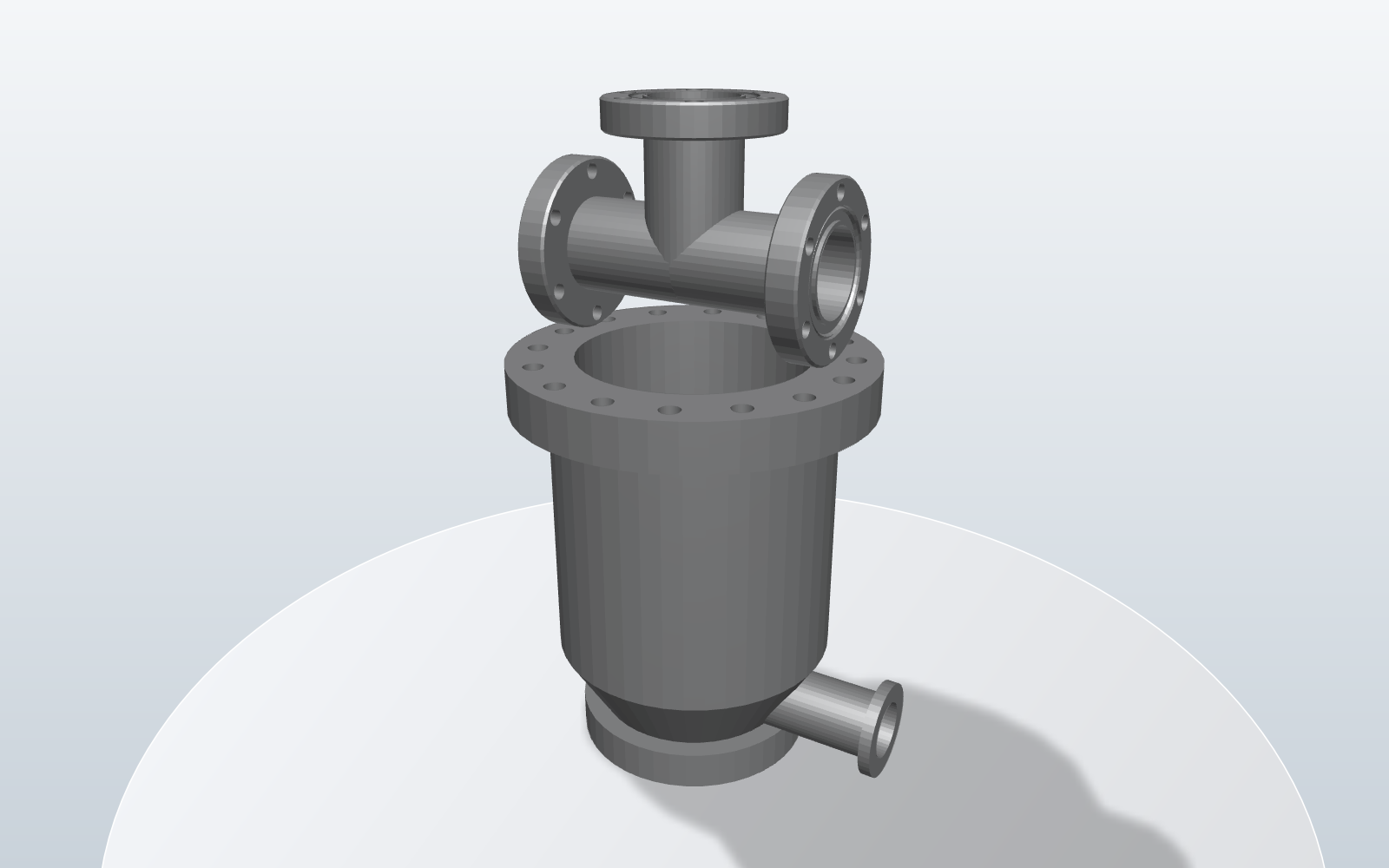 CF tee on a turbo pump, from the vacuum library
